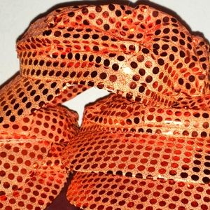 Trendy Orange Sequenced Caps Vintage Style 8 Panel Newsboy Caps for Women